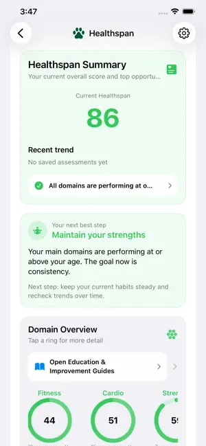 Healthspan Tracker screenshot 2