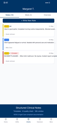 CareIQ NDIS Care Management iPhone screenshot