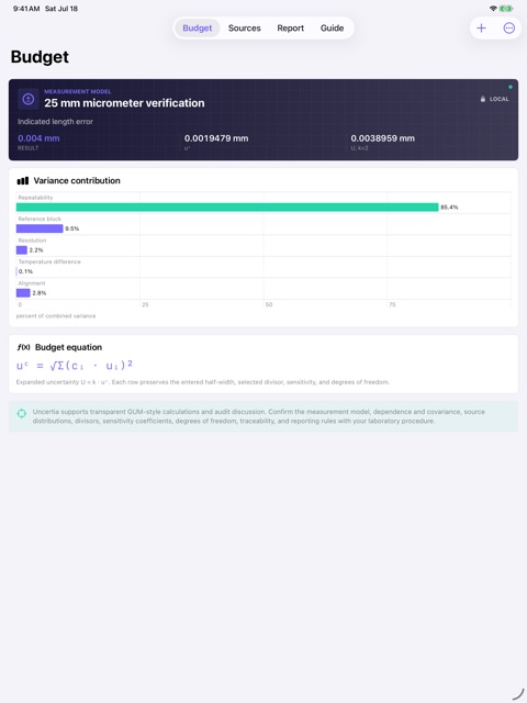 Uncertia: Measurement Budget screenshot 2