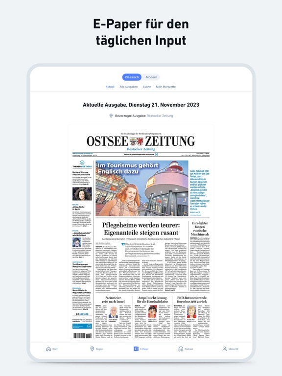 OZ - Nachrichten und Podcast iPad screenshot