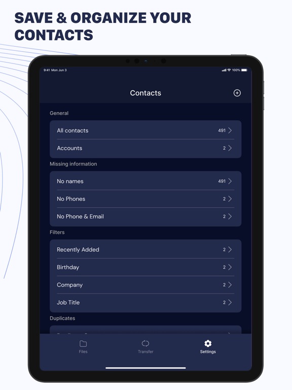 Contacts Sync & Transfer App iPad screenshot 5 - Utilities app