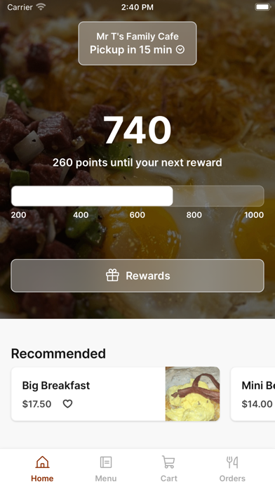 Mr T's Family Cafe iPhone screenshot 1 - Food & Drink app