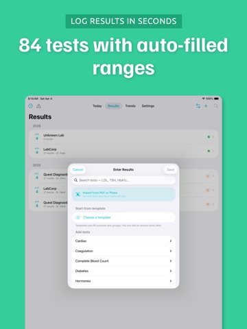 NormIQ - Lab Results Tracker iPad screenshot