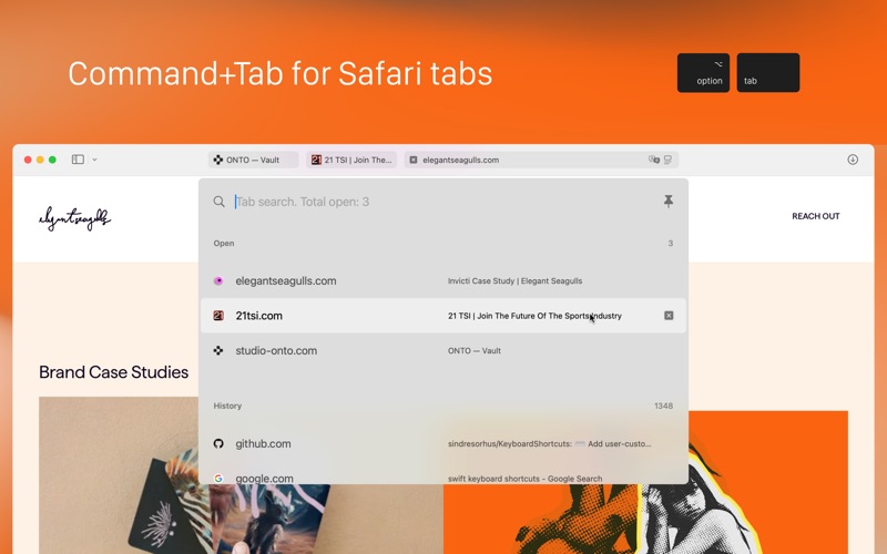 Tab Finder switcher for Safari screenshot