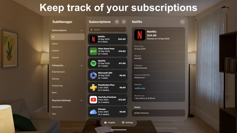 SubManager: Subscription List screenshot 1