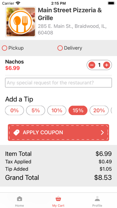 Main Street-Pizzeria & Grille Screenshot