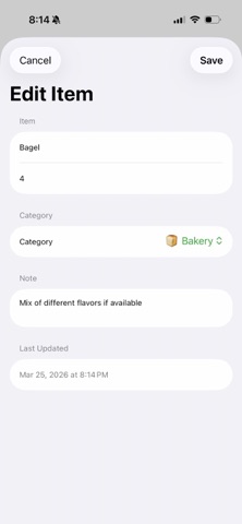 Simplest Grocery List iPhone screenshot