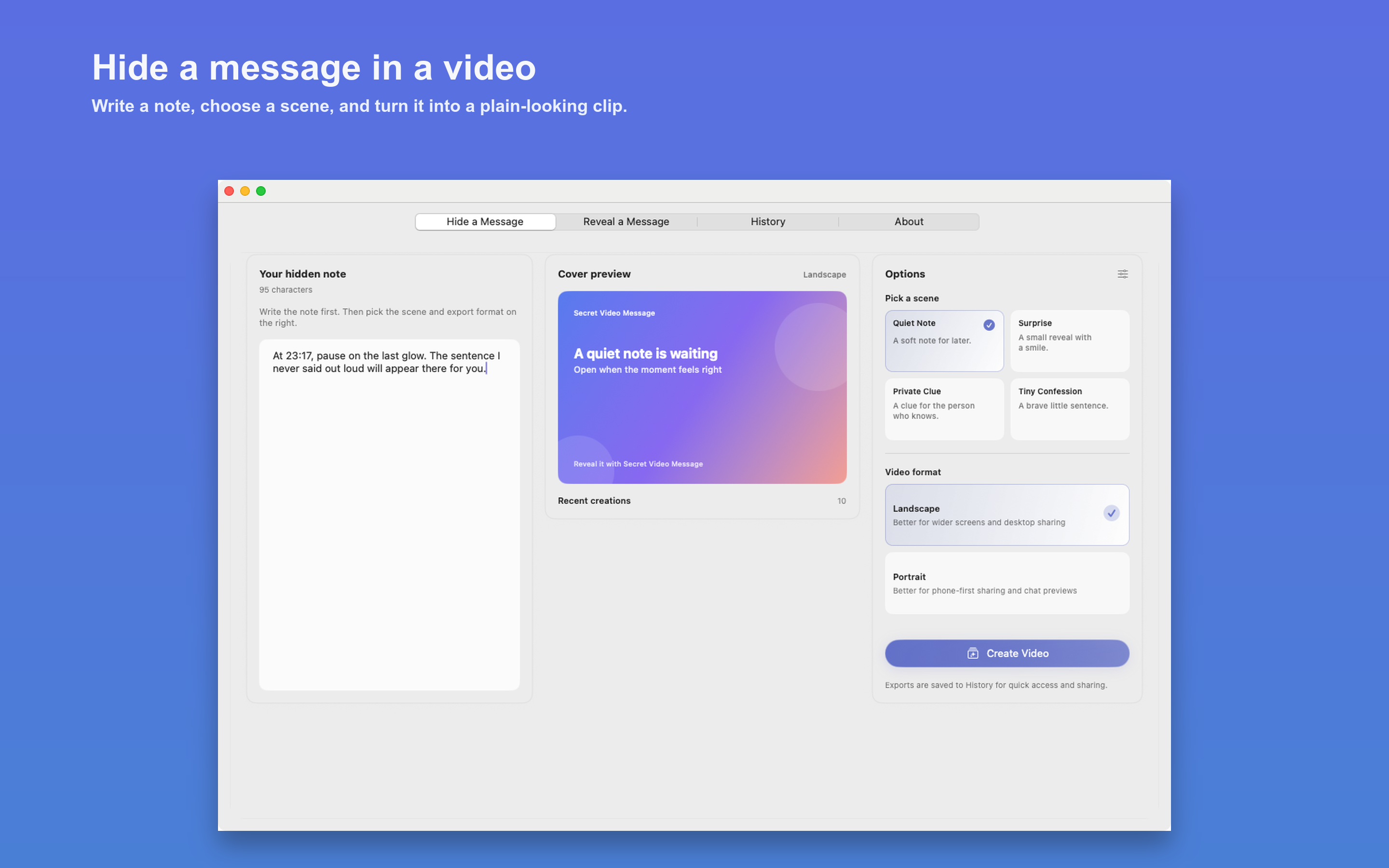 Secret Video Message