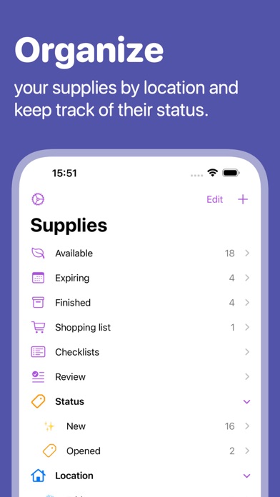 Supplies - home inventory app Screenshot