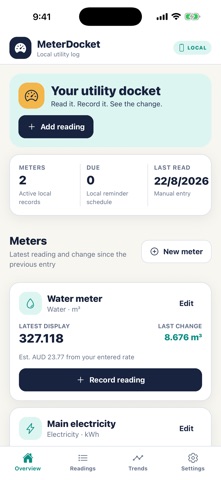 MeterDocket: Utility Log iPhone screenshot