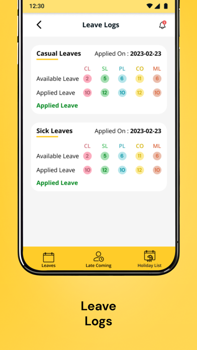 The Leave App Screenshot