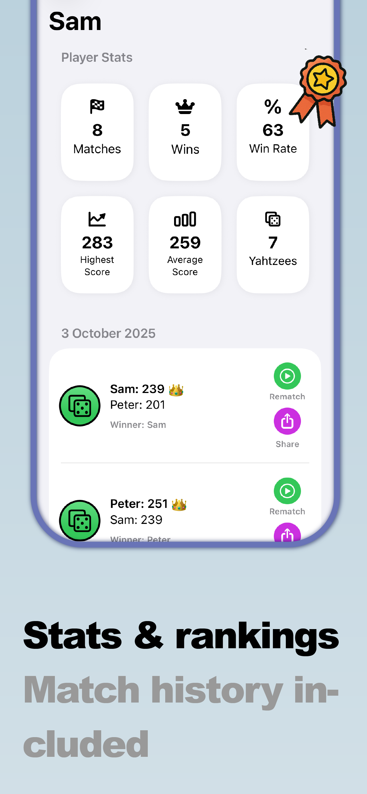 Yatzy / Yahtzee Scores