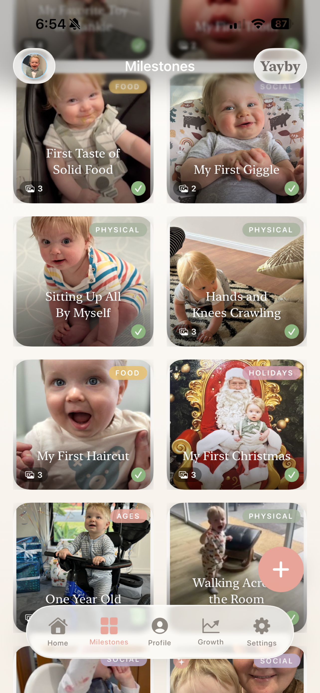 Yayby: Baby Milestones