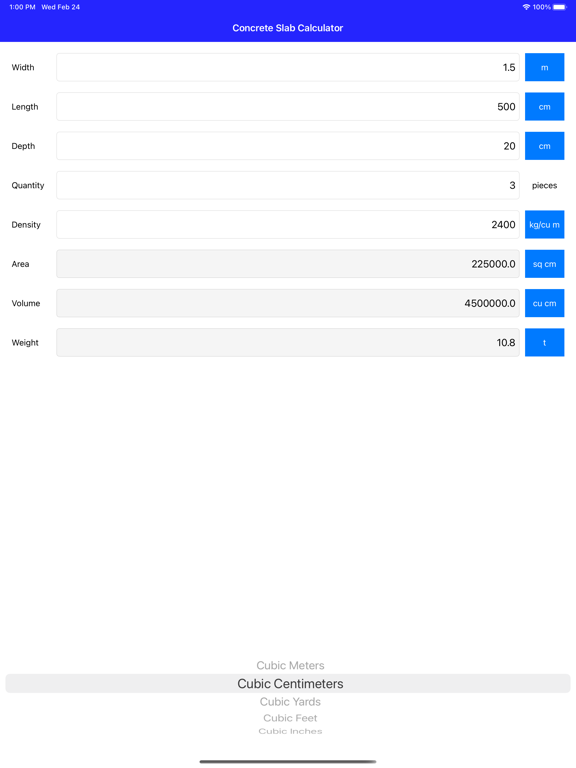 Concrete Slab Calculator iPad screenshot 6 - Utilities app