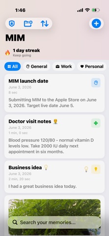 MIM — Memory in Moments screenshot