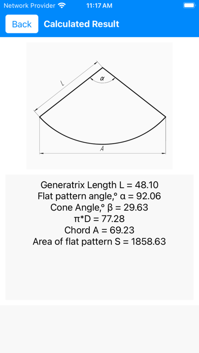 Screenshot #3 pour Flat Pattern Cone Calculator