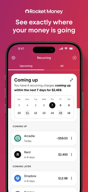 Rocket Money - Bills & Budgets screenshot 1 of 7