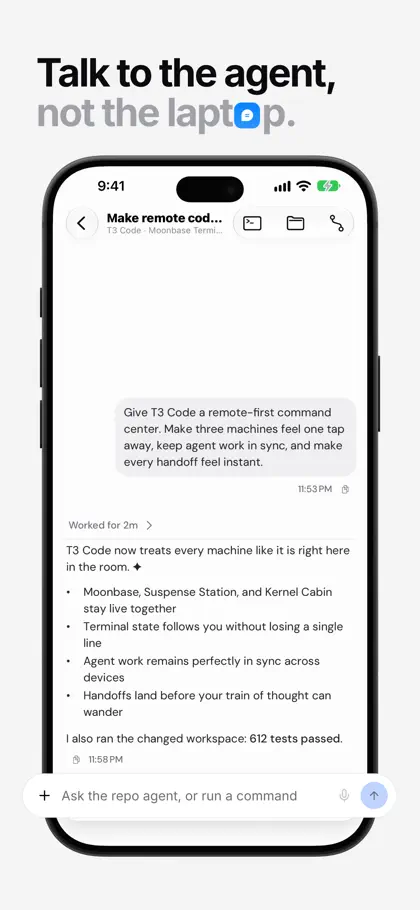 Screenshot 3 di 6 di T3 Code - Remote Claude & more