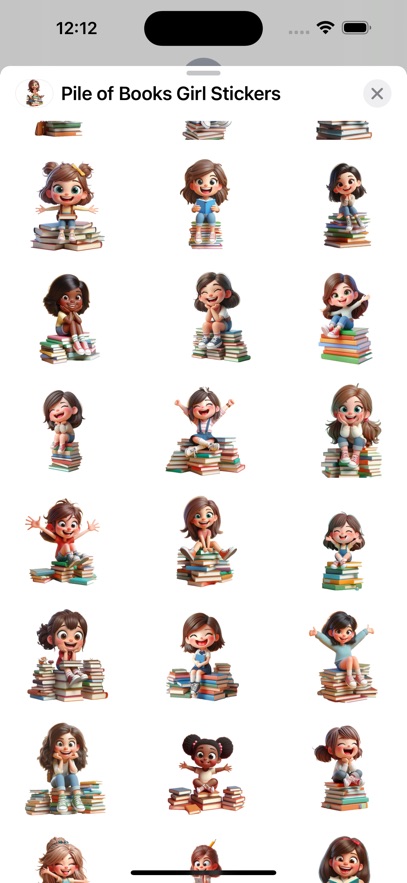 Pile of Books Girl Stickers