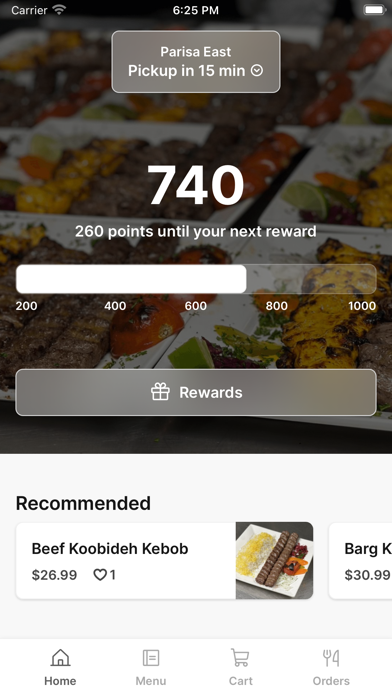 Parisa Persian Grill app screenshot
