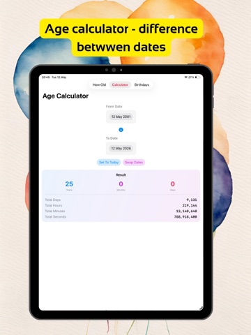How Old am I - Birthdays & Age iPad screenshot