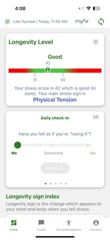 myAir Longevity screenshot