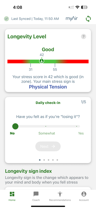 myAir Longevity Screenshot 2 of 6