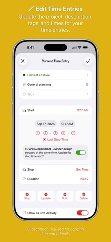 Timery: Time Tracker iPhone screenshot