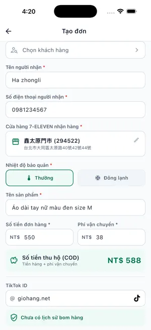 Tạo Đơn Nhanh: Tạo Đơn 7-11 screenshot 3