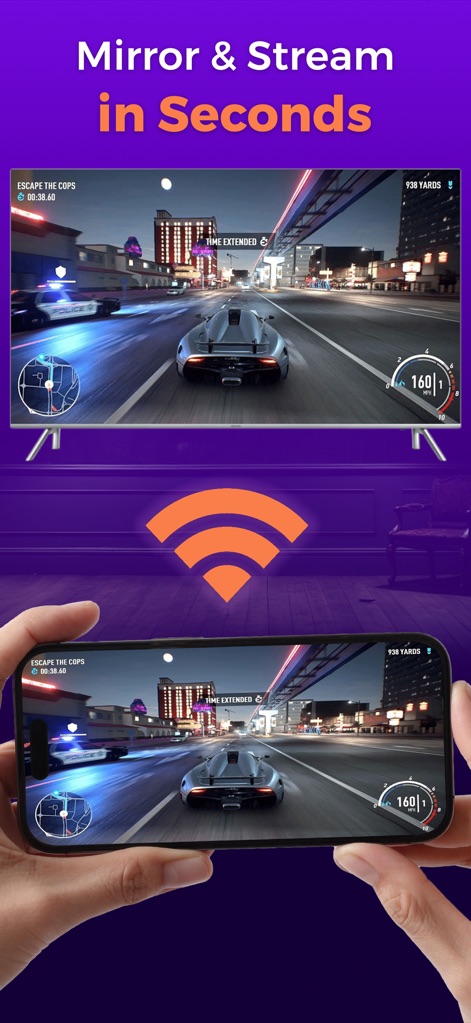 Remote TV: TV Controller - スマートフォンの画面ミラーリング機能により、ゲームや動画コンテンツを大画面でのゲームプレイとして、遅延なくテレビで楽しめます。