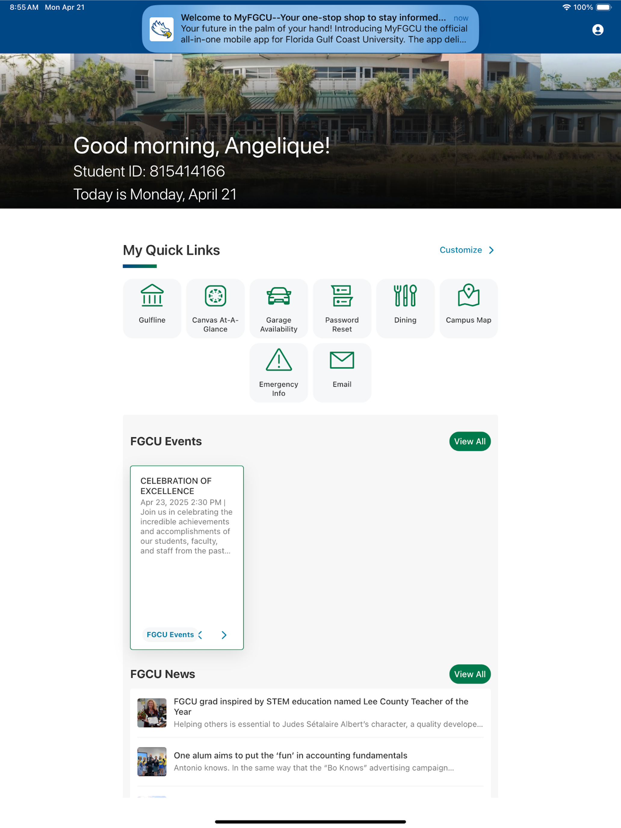 MyFGCU screenshot 8