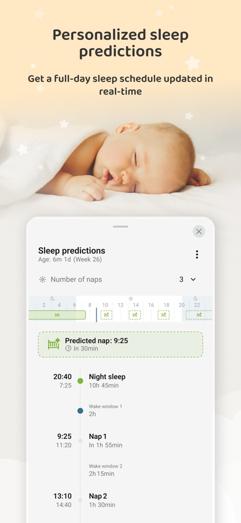 Baby Daybook - Newborn Tracker - The app offers real-time sleep prediction updates and a visual sleep timeline, ensuring parents can anticipate and manage their baby's rest.