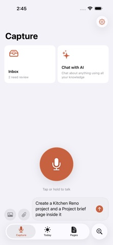 Second Brain: Voice to Action iPhone screenshot