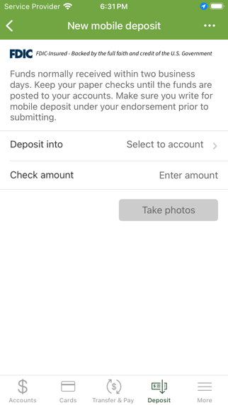 Bradford National Bank Screenshot