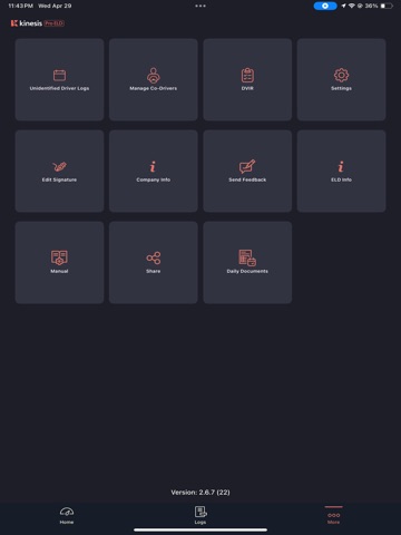 Kinesis Pro ELD iPad screenshot
