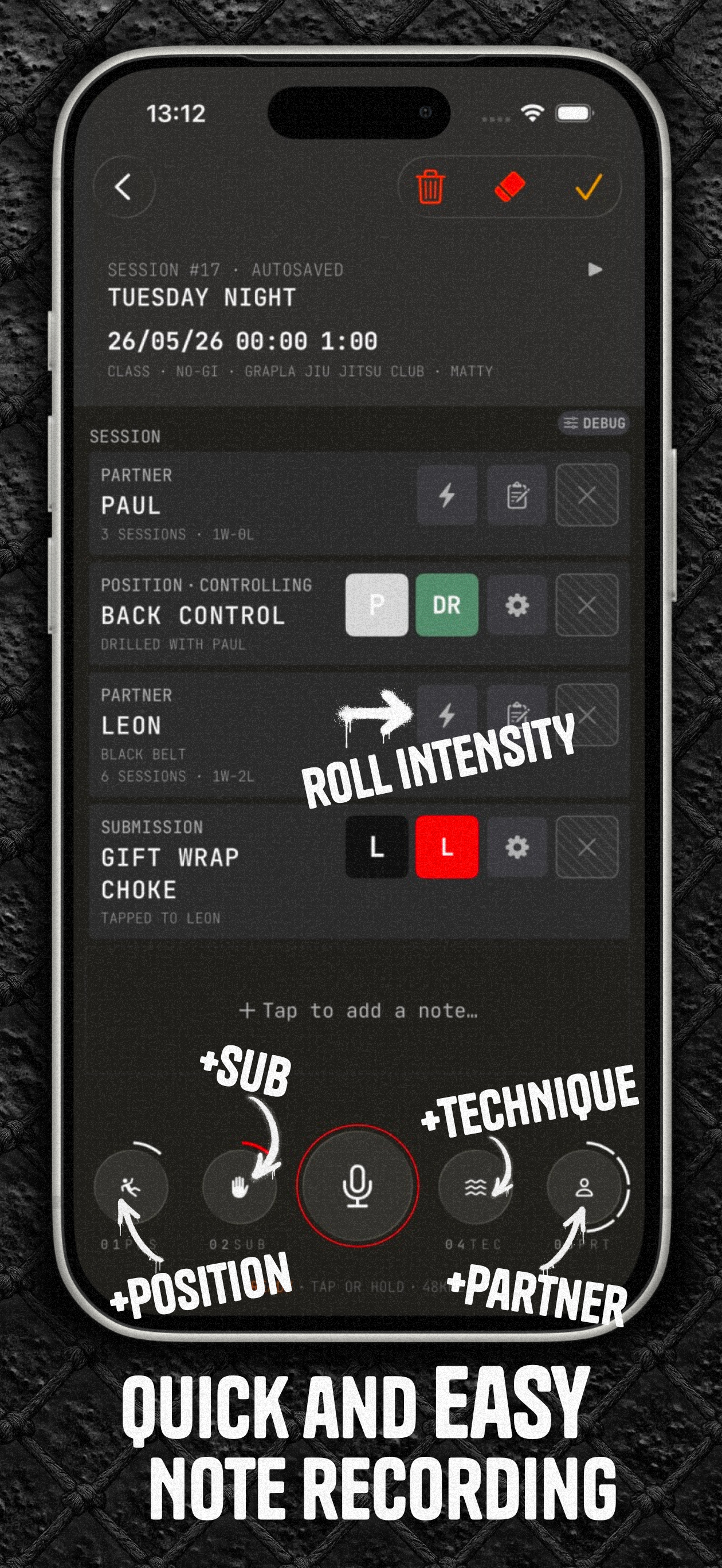 Grapla — BJJ Jiu-Jitsu Journal screenshot 8