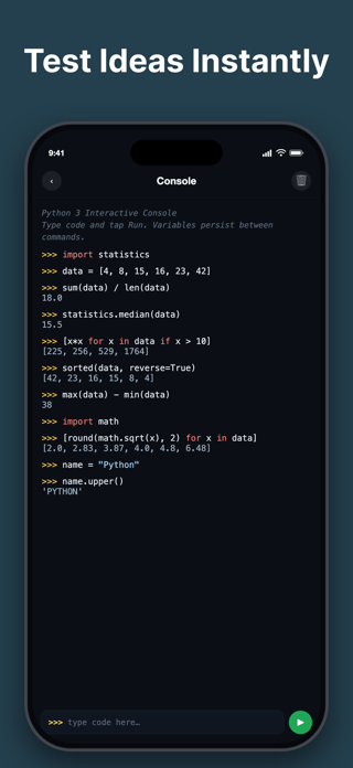 Python ⁺ Code Compiler IDE App Screenshot 6 of 7