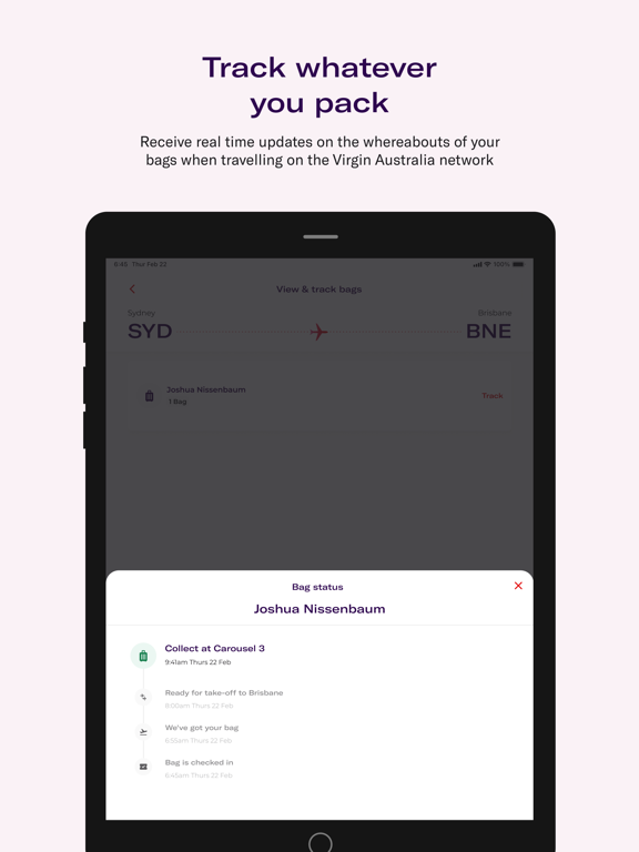 Virgin Australia iPad screenshot 5 - Travel app