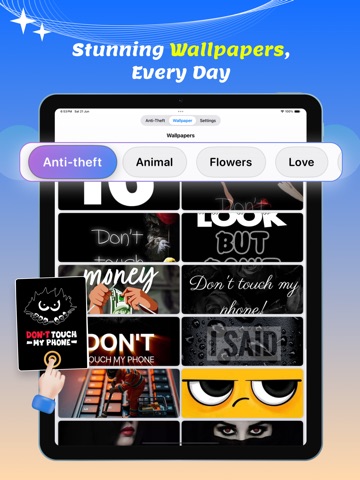 Anti theft : Don't touch phone iPad screenshot