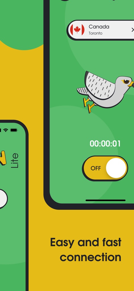 VPN Lite - FREE VPN Fast ® - See how this tool features a prominent connection toggle for instant activation and clearly displays the currently selected server location, such as "Canada Toronto", at a glance.