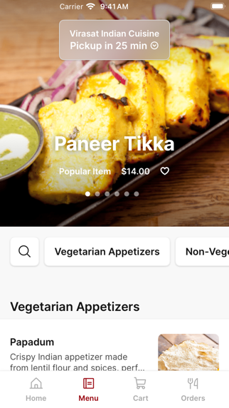 Virasat Indian Cuisine iPhone screenshot 2 - Food & Drink app