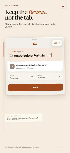 Tably: Hold Now, Decide Later screenshot 1