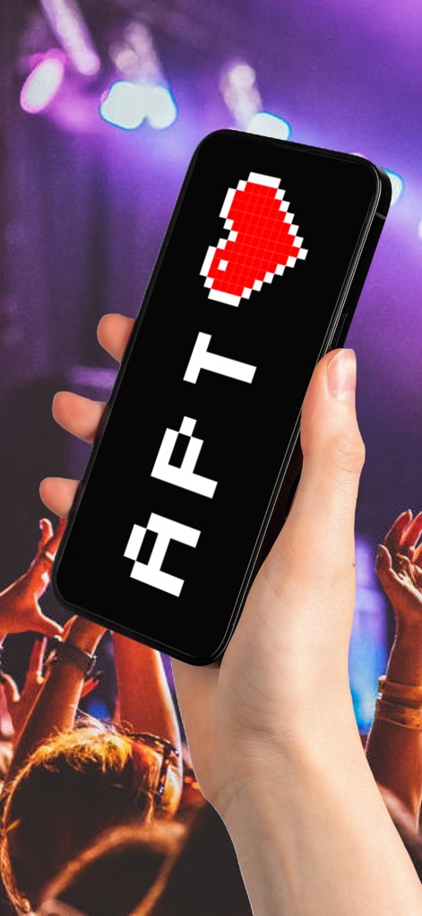 Led Banner - Led Running Text - Esta ferramenta transforma seu telefone em um painel dinâmico, exibindo mensagens personalizadas como "HART" com um ícone de coração pixelado em ambientes de festa.