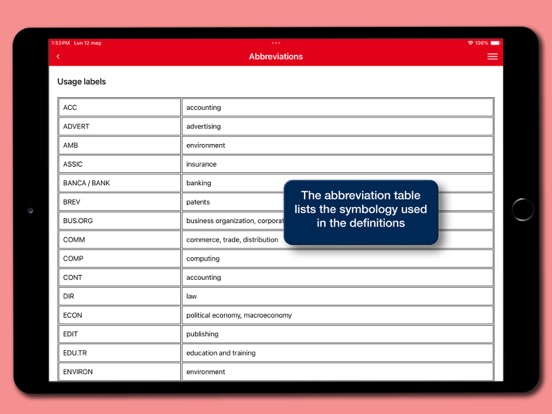 Business Dictionary EN-IT iPad screenshot