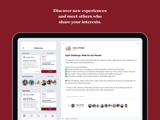 Grouper Community iPad screenshot 2 - Social Networking app