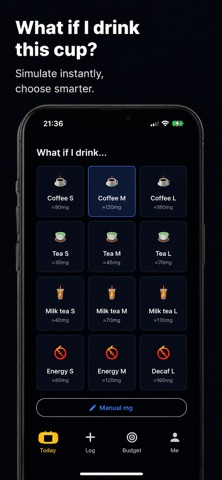 Caffeine Budget: Sleep Buddy iPhone screenshot