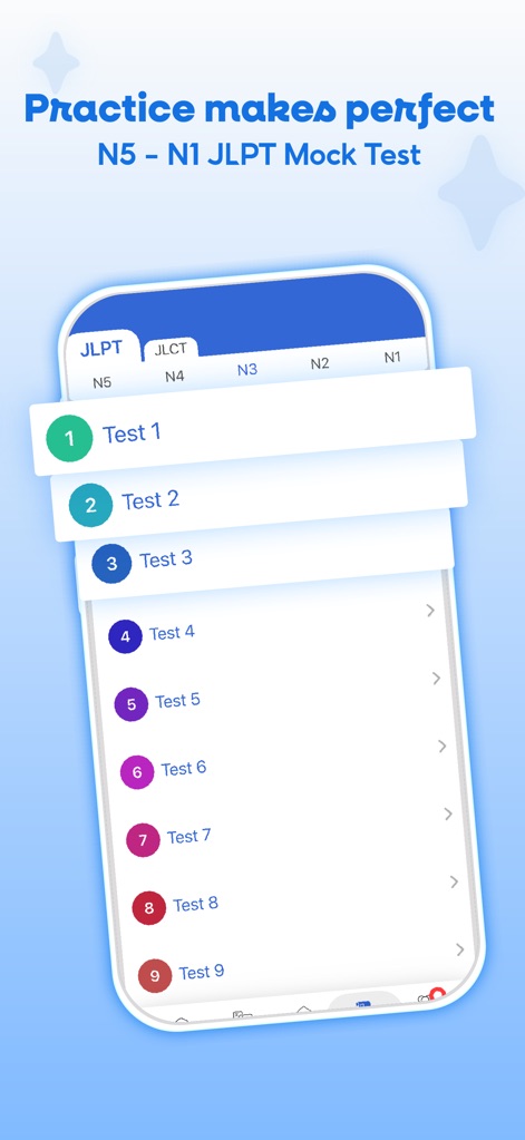 Mazii: Dict. to learn Japanese - The app offers an extensive collection of JLPT mock tests across all levels, allowing users to track their progress and prepare effectively.