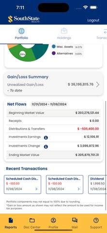 SouthState Wealth Client App screenshot