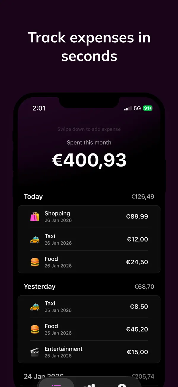 Screenshot #1 pour Expenses — Spending Tracker