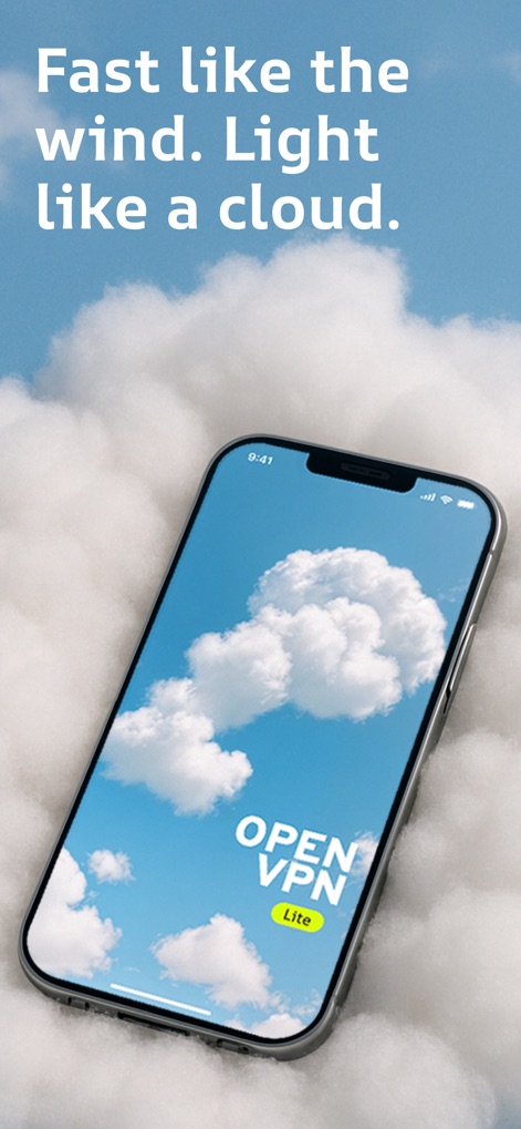 VPN Lite - FREE VPN OPEN ™ - Découvrez l'interface épurée de l'application, inspirée par les nuages, et son nom 'OPEN VPN Lite' qui promet une expérience rapide et fluide pour tous les utilisateurs.